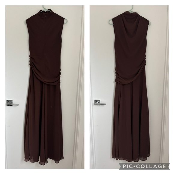 L’Academie by Marianna NWT XS Amouage Gown Brown Ruched - Picture 5 of 8